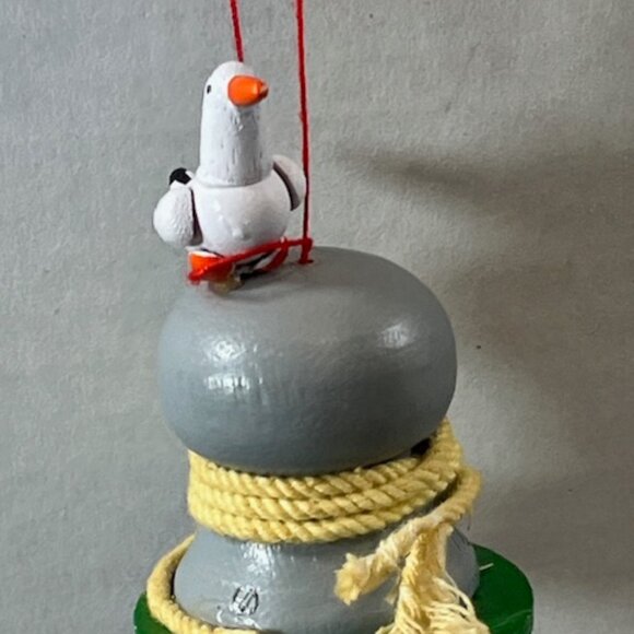 Wooden Seagull on Buoy/Dock Post Christmas Tree Hanging Ornament 2.75"Tall - Picture 4 of 10